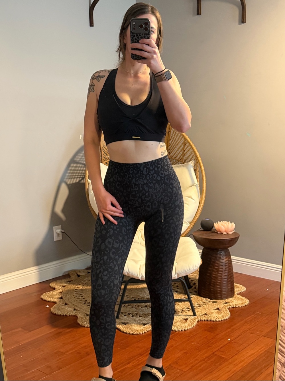 Women's High-Waist Black Leopard Print Leggings